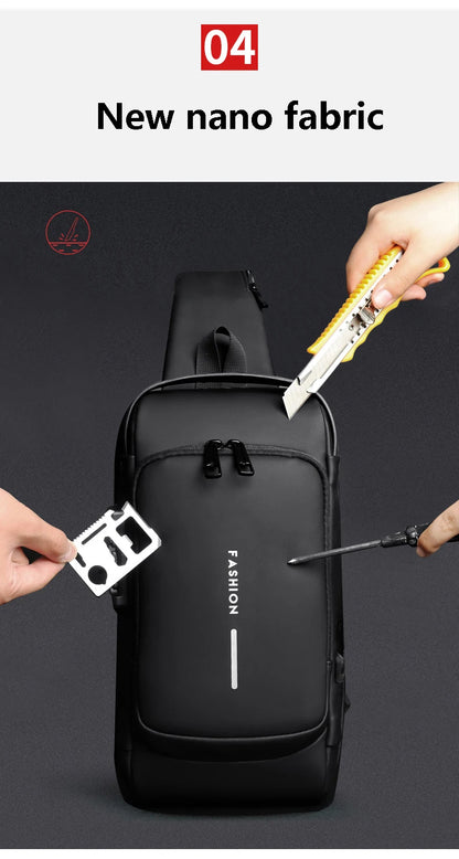 Anti Theft Chest Bag USB Charge Crossbody Sling Pack - Smarsty