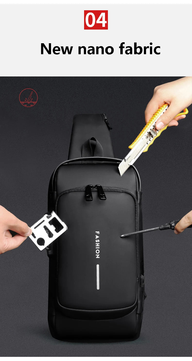 Anti Theft Chest Bag USB Charge Crossbody Sling Pack - Smarsty