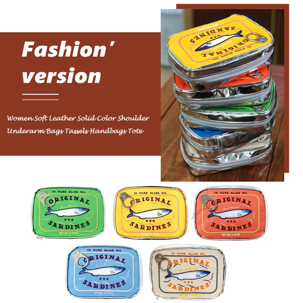 Canned Sardines Style Storage Bag Cute Bath Travel Bag Creative Portable Fashion Zipper Multi-function Soft for Weekend Vacation - Smarsty