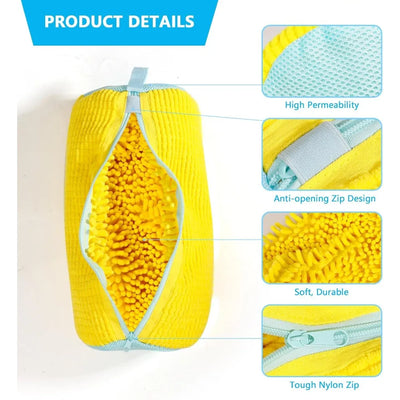 Durable Shoe Washing Machine Bag for All Shoe Types-Yellow with Blue Zipper,Ideal for Sneakers and Casual Shoes,Laundry Wash Bag - Smarsty