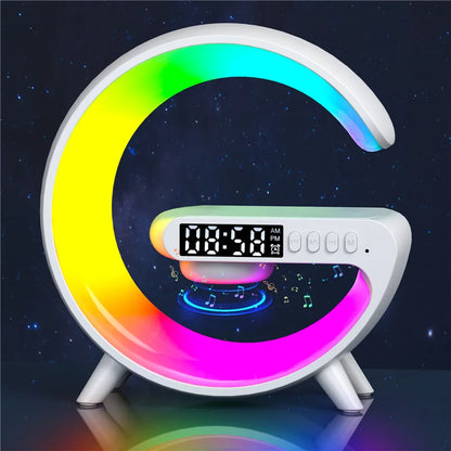 Wireless Charger Pad Stand With RGB Night Light Alarm Clock - Smarsty