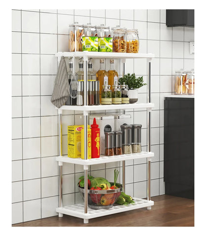 Four-Layer Multifunctional Storage Rack for Bathroom, Living Room, Kitchen, and Bedroom; Plastic Floor-Standing Storage Rack for Bathroom Organization by Smarsty