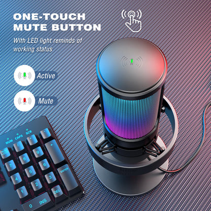 FIFINE USB Microphone with RGB Modes for Streaming - Smarsty