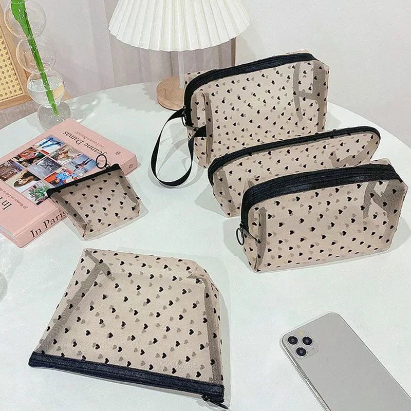 Transparent Mesh Makeup Bag with Lipstick Organizer - Smarsty