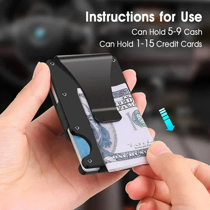 ANTI RFID Blocking Minimalist Card Holder Wallet for Men 2025 Slim Mini Fashion Wallet - Metal Wallet with Money Clip for Unisex - Smarsty