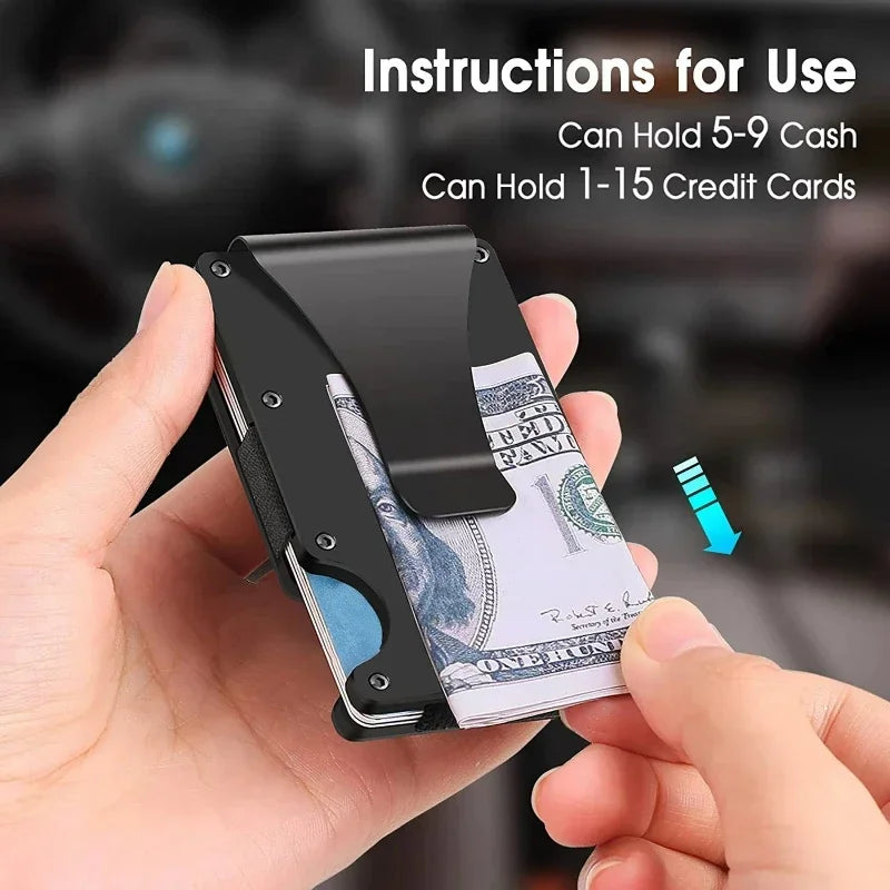 ANTI RFID Blocking Minimalist Card Holder Wallet for Men 2025 Slim Mini Fashion Wallet - Metal Wallet with Money Clip for Unisex - Smarsty