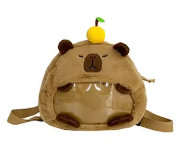Kawaii Capybara Plush Backpack for Women Versatile Cartoon Funny Capibala Crossbody Bag aLrge Capacity Tote Bag - Smarsty