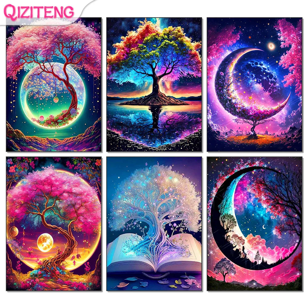 5D DIY Diamond Painting Moon Tree Landscape Home Decor - Smarsty