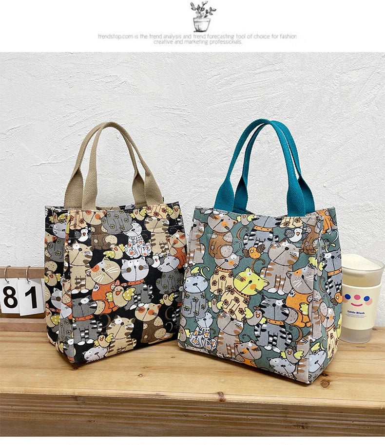 Chic Cat Pattern Top Handle Bag For Women Everyday Use - Smarsty