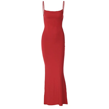 Hugcitar 2025 Spring Solid Sleeveless Backless Elegant Sexy Bodycon Y2K Maxi Prom Dress Women Clothes Birthday Party Casual Y2K