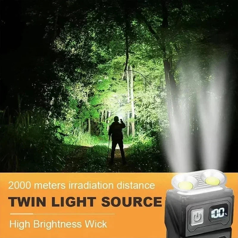 2/1Pcs Portable Flashlight Super Bright MINI USB Rechargeable LED Tail MagnetTorch with COB Emergency Light for Camping Hiking by Smarsty