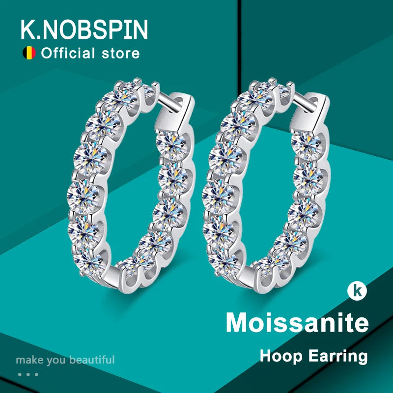 Moissanite Hoop Earrings 2.6Ct D Color Sterling Silver - Smarsty