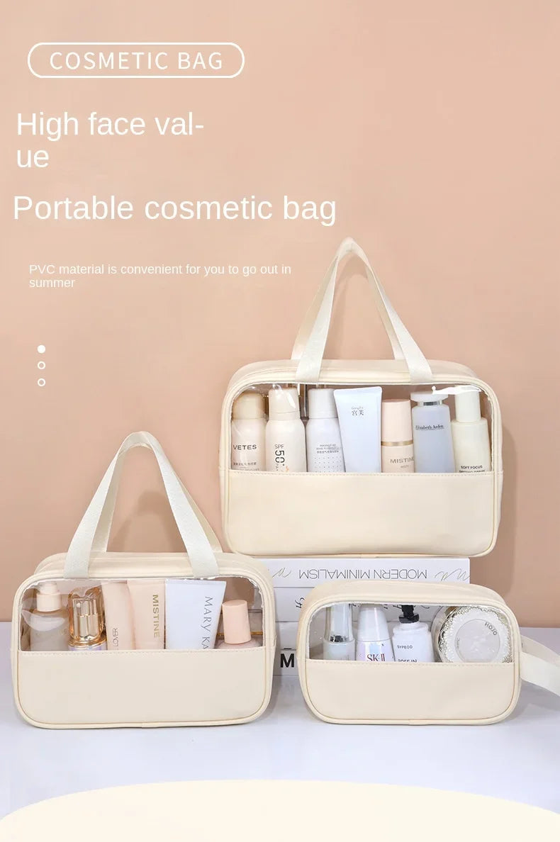 Portable Travel cosmetic bag Women Transparent Makeup Bag Large-Capacity Bath Wash Bags Multifunction Waterproof Storage Case - Smarsty
