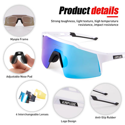 Kapvoe  Bicycle Cycling Sunglasses Polarized Cycling Glasses Bike MTB UV400 Mountain Men/Women Eyewear Outdoor Sport Goggles