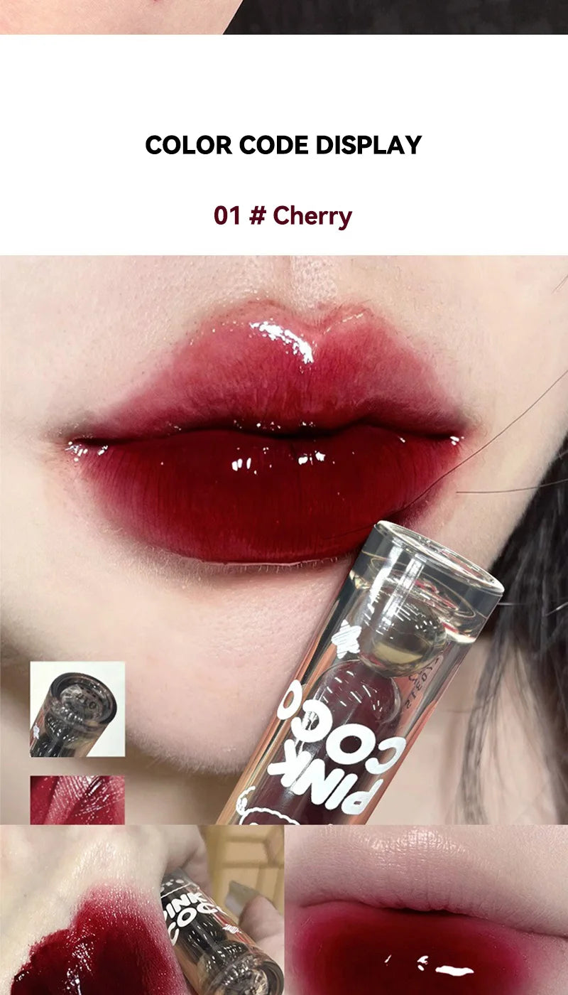 Pinkcoco Bear Doodle Mirror Lip Glaze Long Lasting Shine - Smarsty