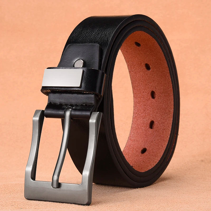 Men's Cow Leather Belt Classic Vintage Pin Buckle - Smarsty
