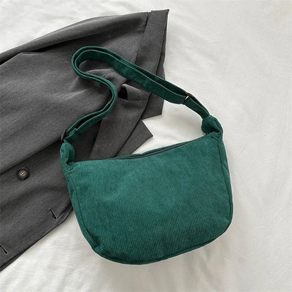Corduroy Shoulder Bag Minimalist Crossbody For Women - Smarsty