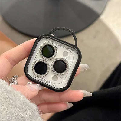 3-2Pcs Luxury Diamond Camera Protector For IPhone 17 16 15 14 13 Pro Max Plus Glitter Ring Lens Glass Back Lens Cap Shinny Cover - Smarsty