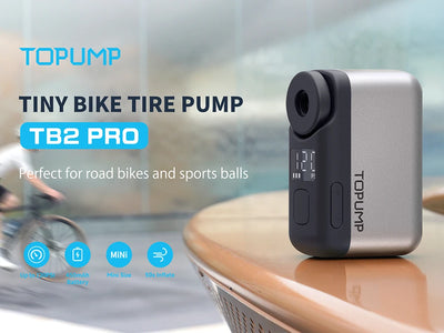 TOPUMP TB2 PRO Mini Portable Electric Pump for Bike Cordless Tire Inflator 120PSI Max 450mAh Battery with Screen Fast Charging - Smarsty