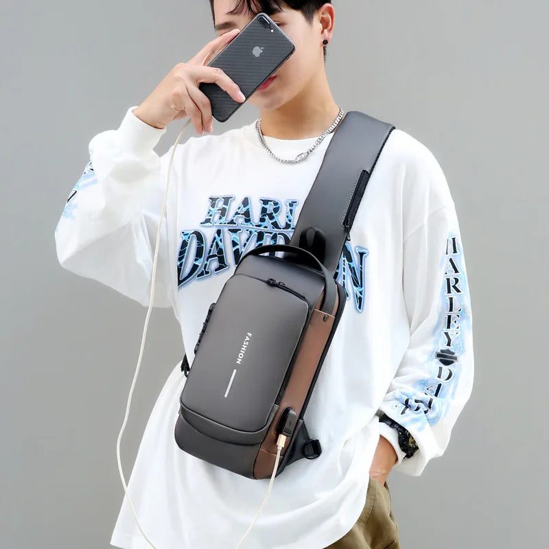Anti Theft Chest Bag With USB Charging Crossbody For Men - Smarsty