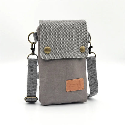 Canvas Crossbody Bag With Cell Phone Pocket And Coin Purse - Smarsty