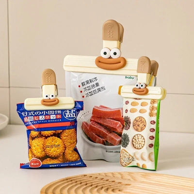 3pcs Creative Face Bag Sealing Clip Food Snack Clip Kitchen Tools Decorative Small Clip Refrigerator Plastic Food Bag Storage by Smarsty