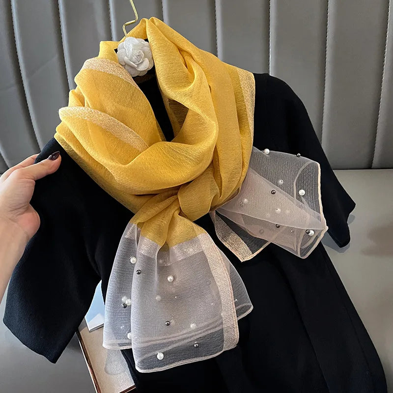 Luxury Women Silk Scarf Lightweight Summer Shawl - Smarsty