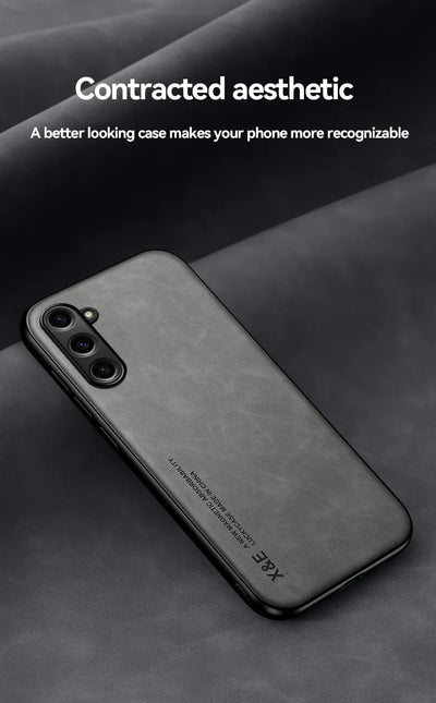 Leather Phone Case With Metal Plate For Car Mount Support - Smarsty