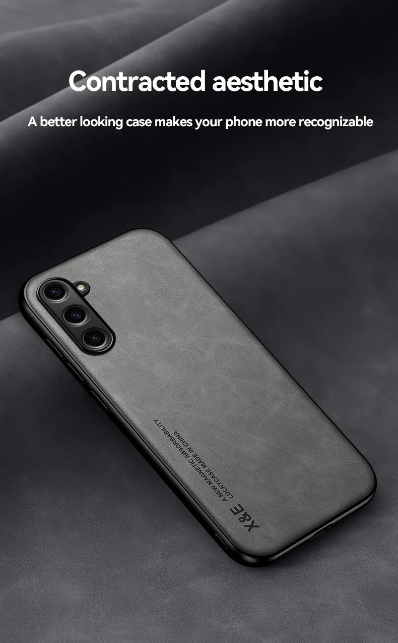 Leather Phone Case With Metal Plate For Car Mount Support - Smarsty