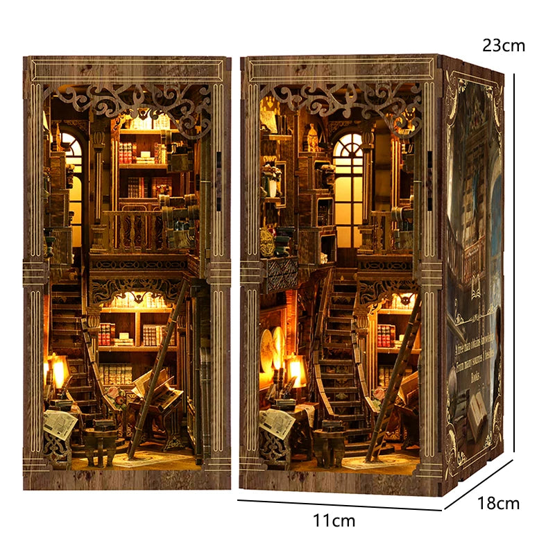 DIY Book Nook Kit 3D Miniature Wooden Doll House Photo Frame Ornament Bookshelf Insert Retro Booknook Decor For Birthday Gifts by Smarsty