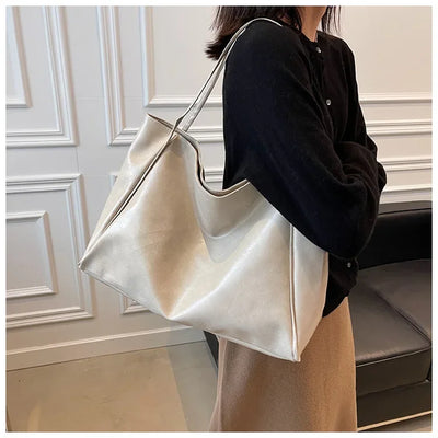 Women PU Leather Tote Bag Large Capacity Shoulder Crossbody - Smarsty