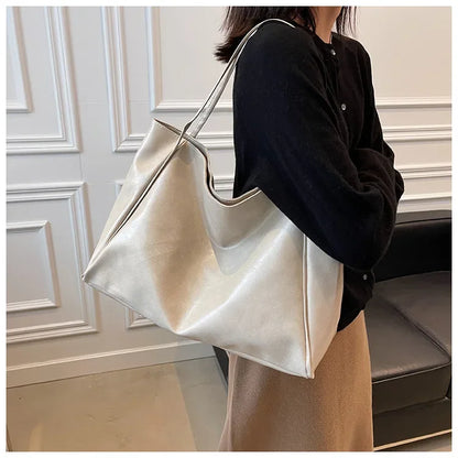 Women PU Leather Tote Bag Large Capacity Shoulder Crossbody - Smarsty