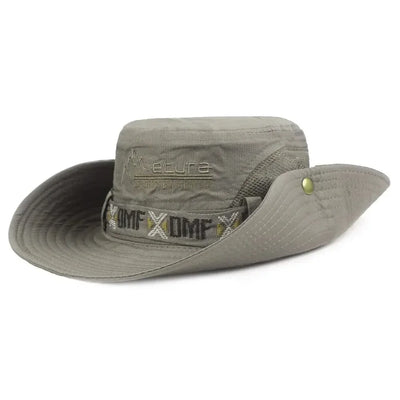 Summer Men Bucket Hat Outdoor UV Protection Wide Brim Panama Safari Hunting Hiking Hat Mesh Fisherman Hat Beach Sunscreen Cap - Smarsty