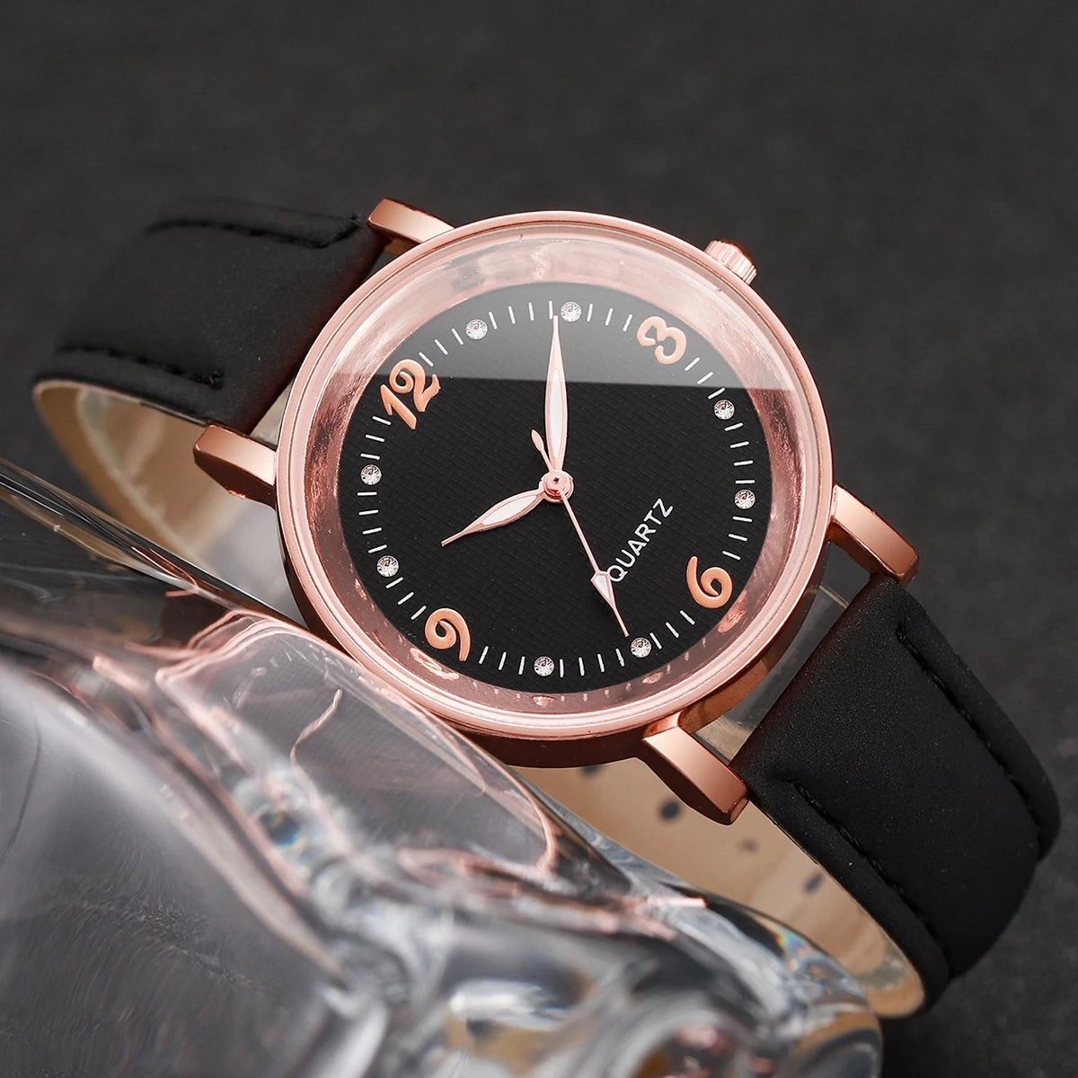 Fashion Arabic Dial Women's Quartz Watch with Leather Band - Smarsty
