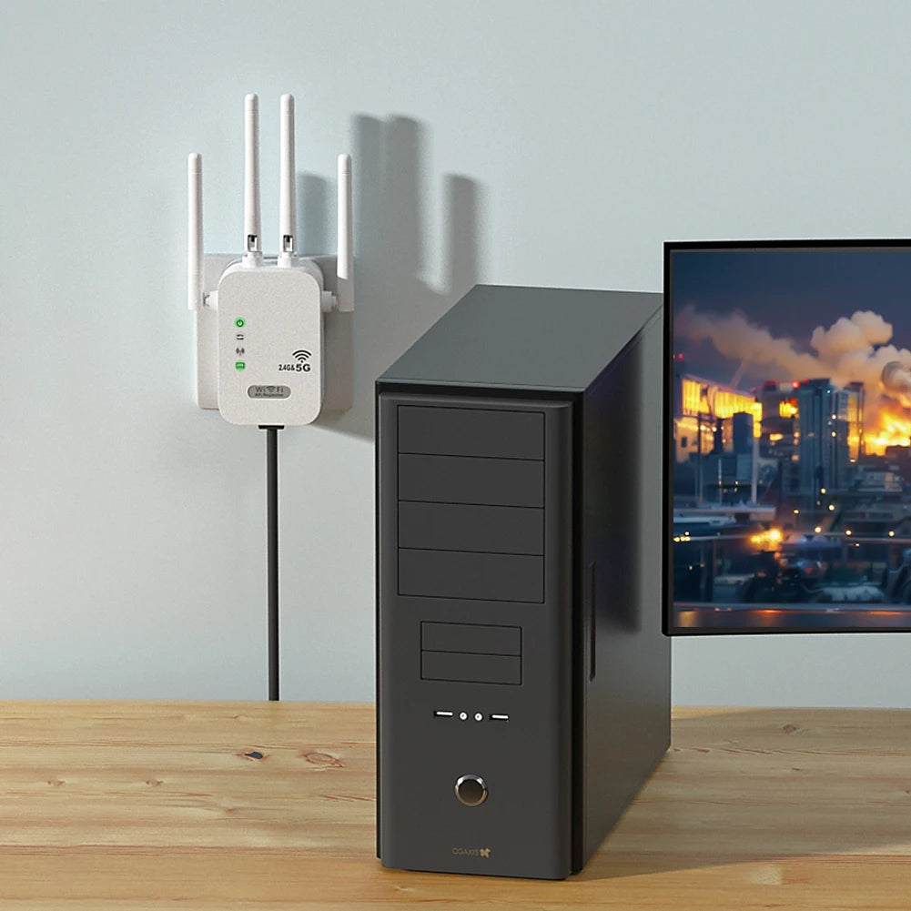 Dual-Band 2.4G 5G WiFi Repeater Signal Booster WiFi Extender 802.11bgn Gigabit Router with WPS EU/US Plug Type WiFi Amplifier - Smarsty