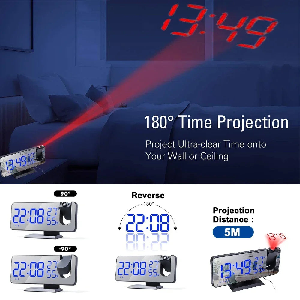 LED Digital Projection Alarm Clock with FM Radio - Smarsty