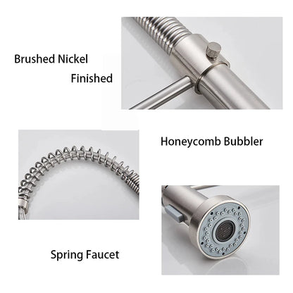 Brushed Nickel Kitchen Faucet with 360 Degree Rotation - Smarsty
