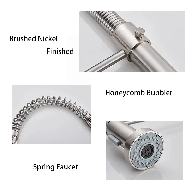 Brushed Nickel Kitchen Faucet with 360 Degree Rotation - Smarsty