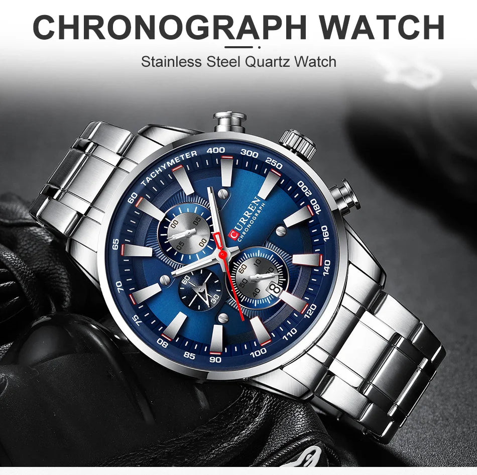 Luxury CURREN Quartz Men’s Watch Waterproof Sport Chronograph - Smarsty