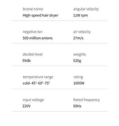 High Speed 1600W Electric Hair Dryer with Adjustable Temperature - Smarsty