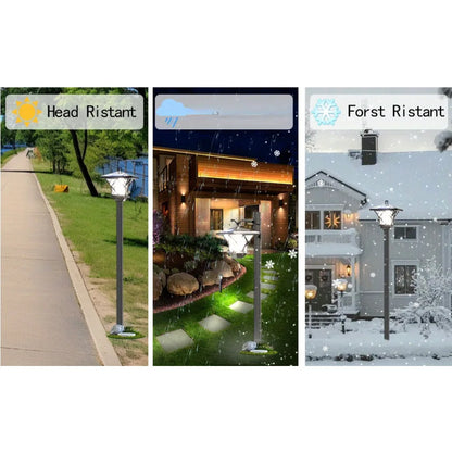 59'' Solar Lamp Post Light, Outdoor Solar Lamp Post Lighting, Aluminum Retro Black Light Pole