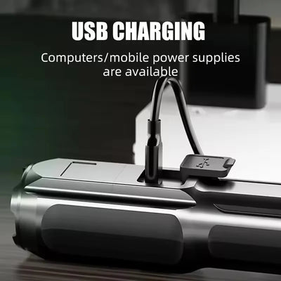 LED Camping Torch Flashlight High Power Rechargeable USB Spotlight Zoom Lantern Built-in Battery For Fishing Outdoor Waterproof - Smarsty