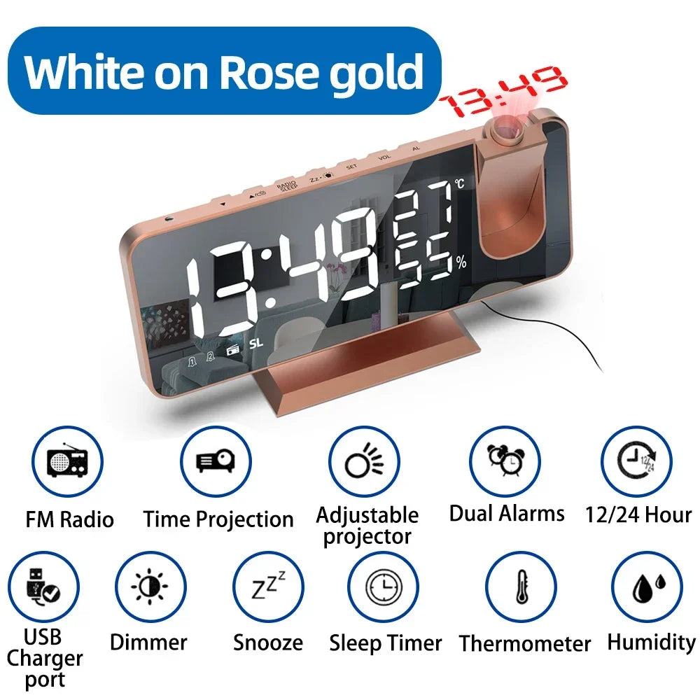 LED Digital Projection Alarm Clock with FM Radio - Smarsty