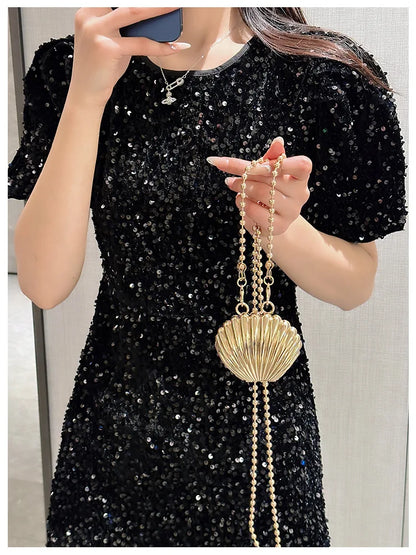 Pearl Mini Crossbody Bag Gold Shell Shoulder Purse Luxe - Smarsty