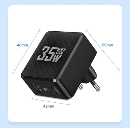 GaN USB C Charger 35W Fast Charge PD3 QC3 Compatible - Smarsty