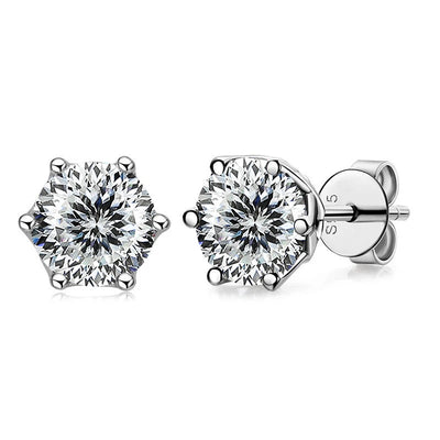 1 CT D Color Moissanite Stud Earrings Sparkling 925 Silver - Smarsty