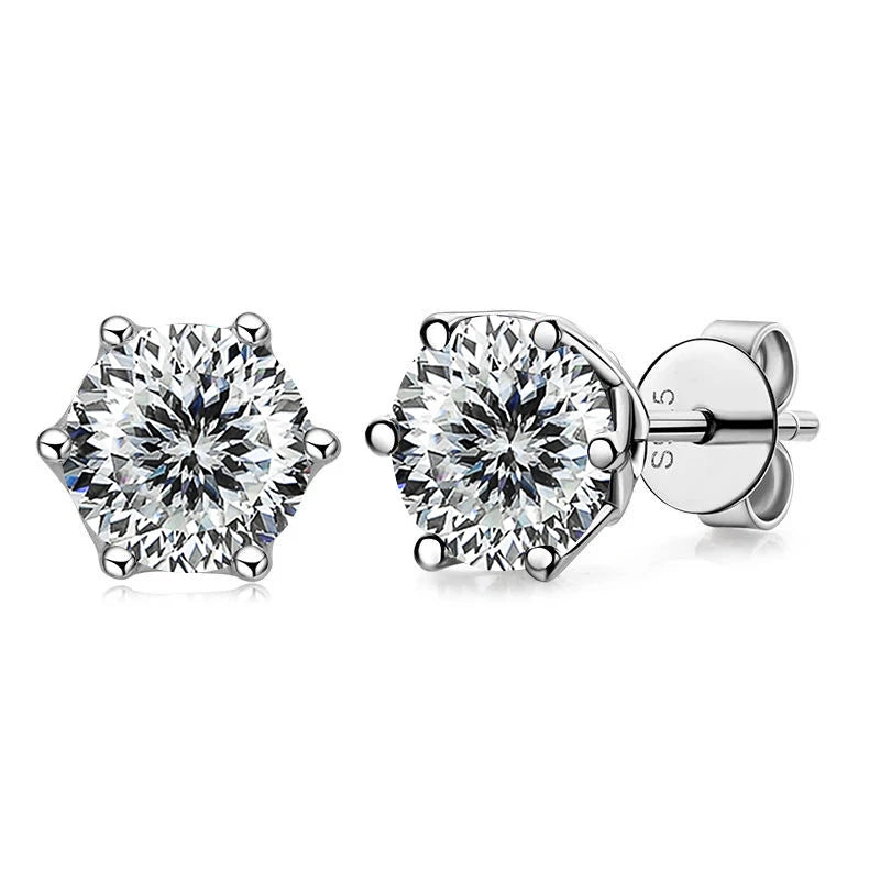 1 CT D Color Moissanite Stud Earrings Sparkling 925 Silver - Smarsty