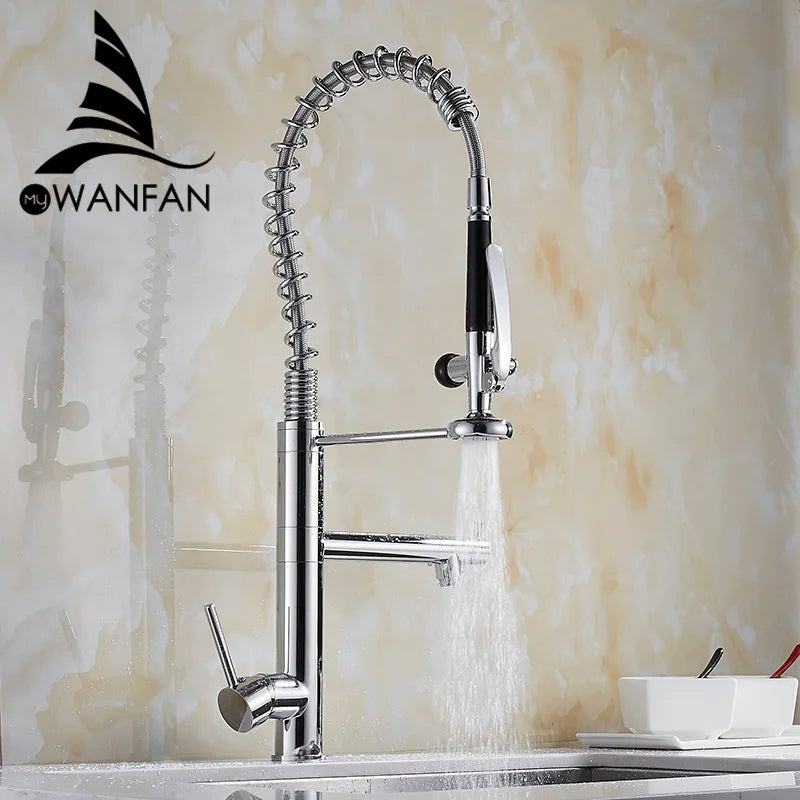 Chrome Brass Kitchen Faucet with Pull Out Spray - Smarsty