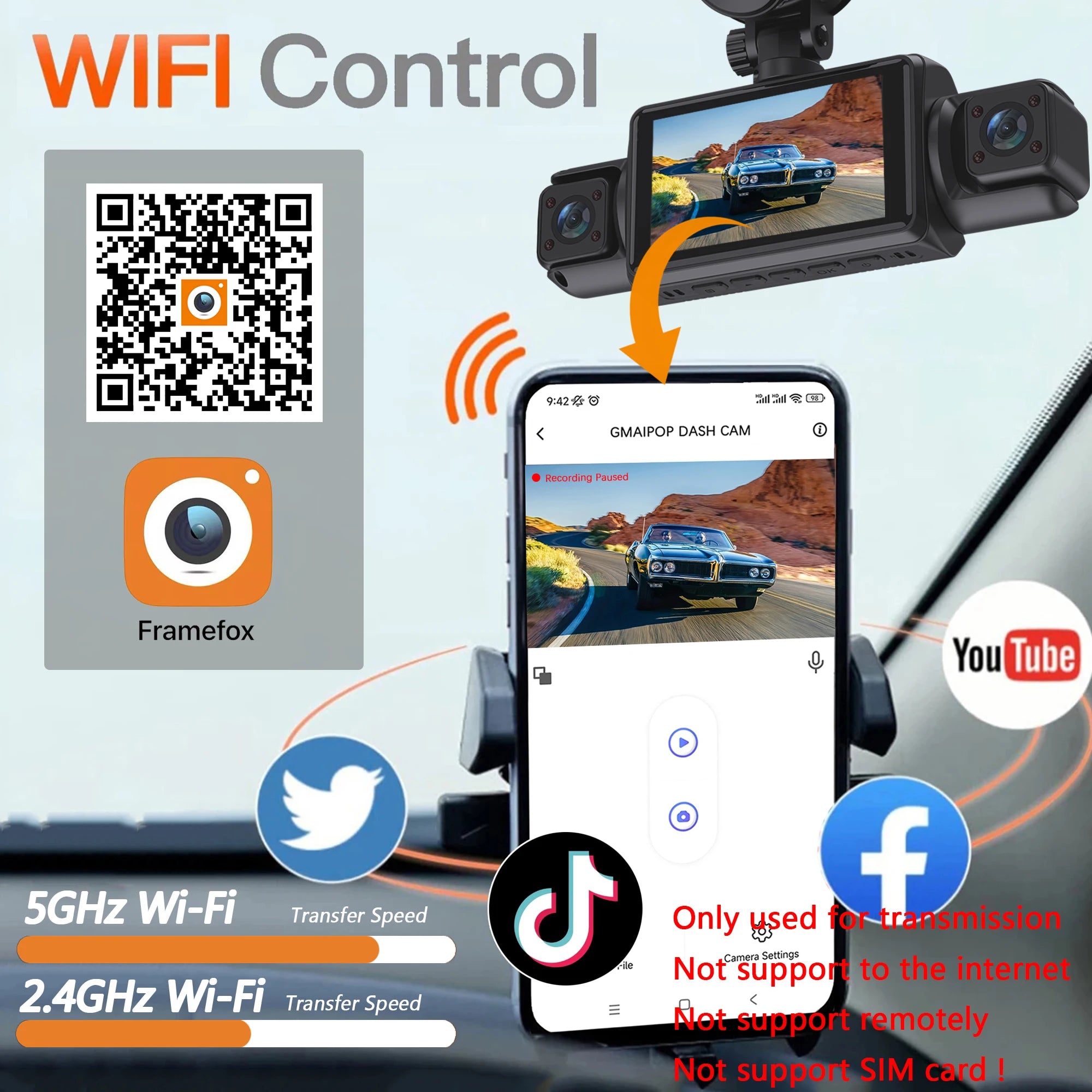 4Channel WiFi Dash Cam Night Vision With Loop Recording - Smarsty