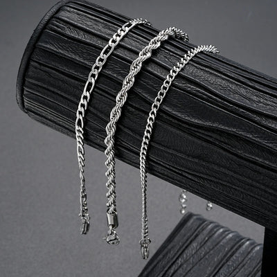 Stainless Steel Cuban Chain Bracelet Set for Men - Smarsty